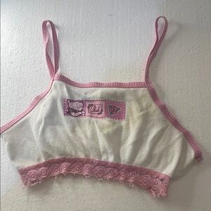 Vintage Y2K Disney Winnie the Pooh Pink White Lace Crop Top bralette girls 4 6 S
